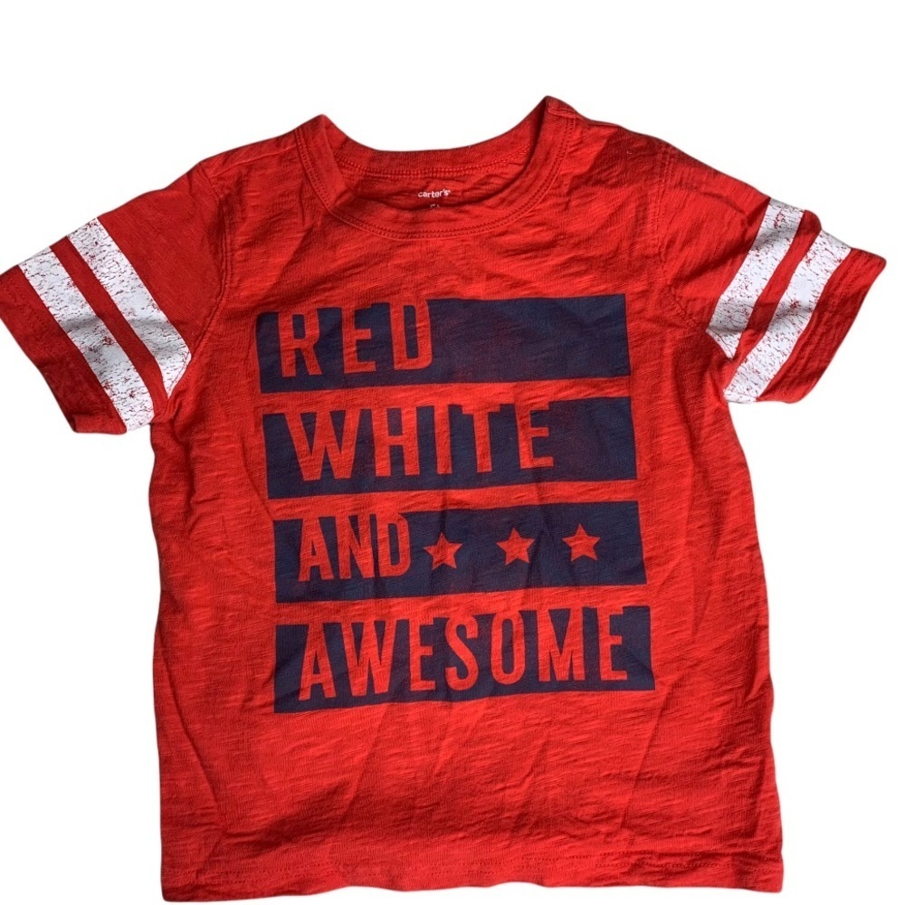 Kids boys Carter’s 5T red white awesome tee shirt